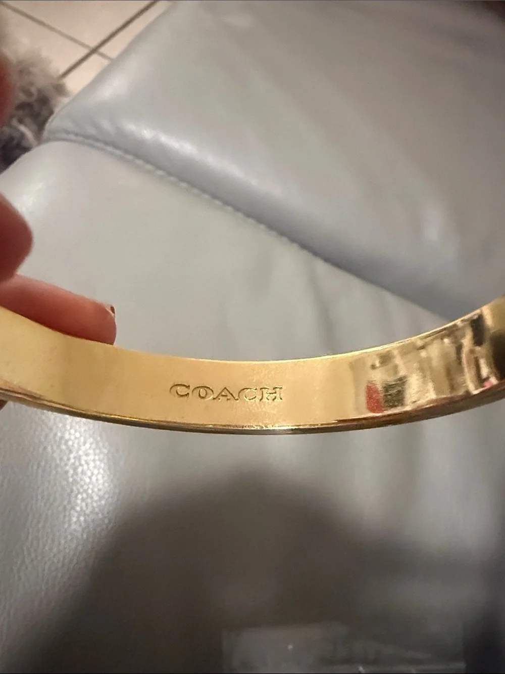 Coach Pink Leather Bracelet with Gold 'C' Accent